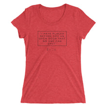 Load image into Gallery viewer, I Have Placed Before You An Open Door - Ladies&#39; short sleeve t-shirt (Black)
