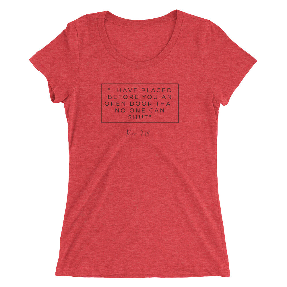 I Have Placed Before You An Open Door - Ladies' short sleeve t-shirt (Black)