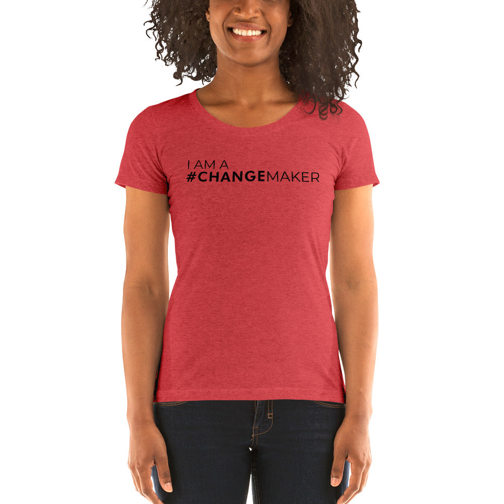 #ChangeMaker - Ladies' short sleeve t-shirt (Black)