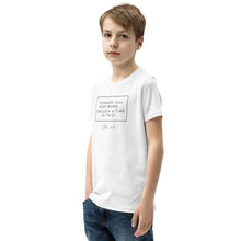 Load image into Gallery viewer, Perhaps You Were Born For Such A Time As This - Youth Short Sleeve T-Shirt (Black)
